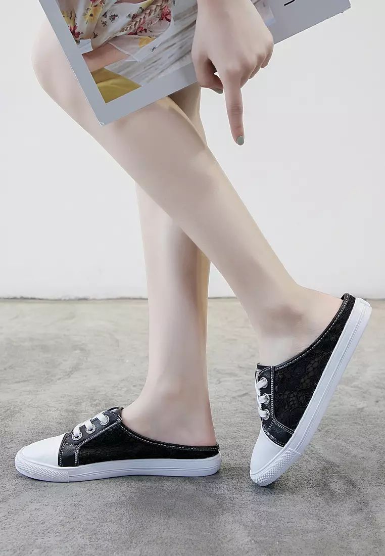 Comfortable Lace Stitched Leather Slip-Ons RX9917