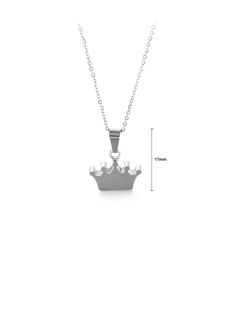 Simple Temperament 316L Stainless Steel Crown Pendant with Necklace