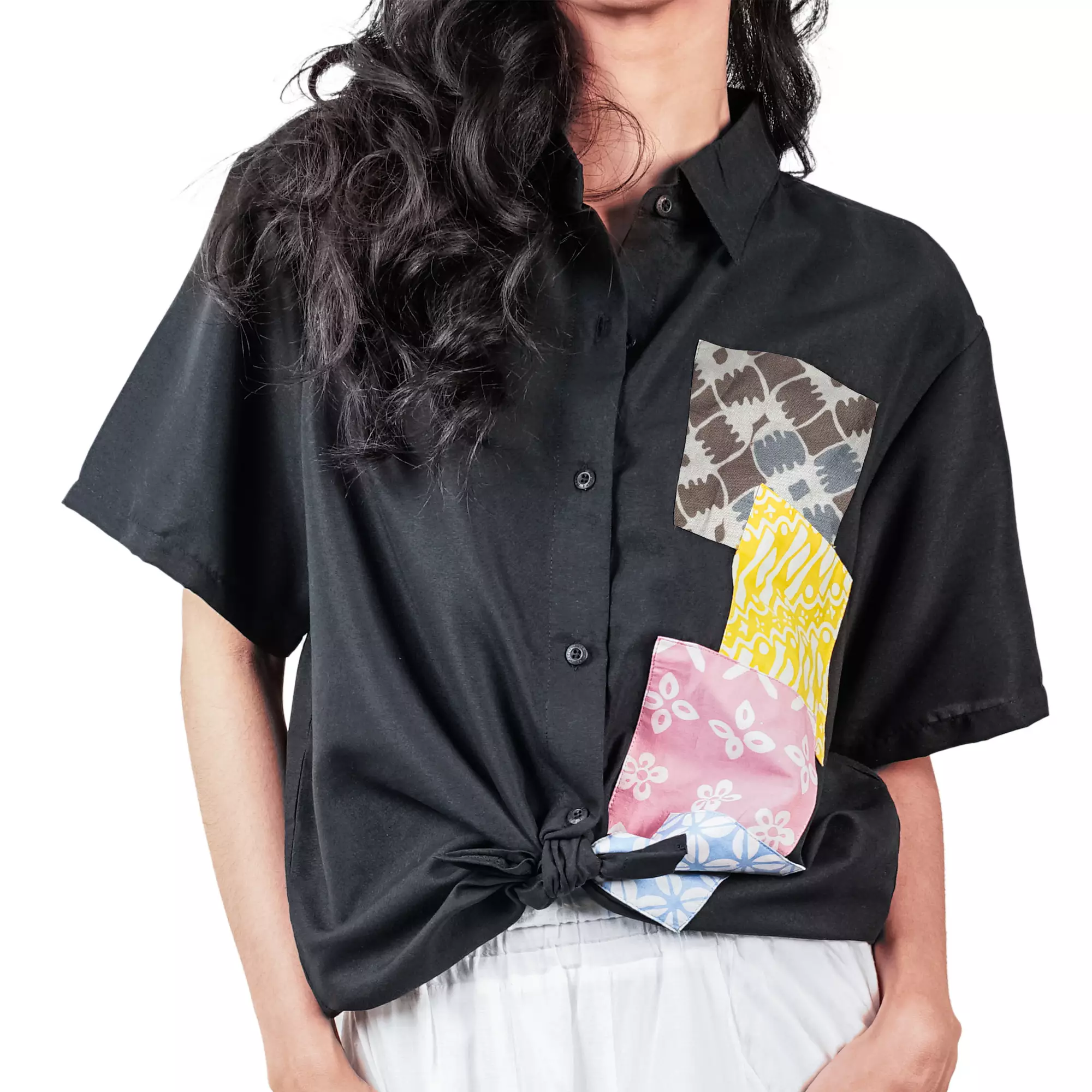 Blouse Batik Wanita - Bhatara Batik Mozaic - Atasan Batik Modern Lengan Pendek
