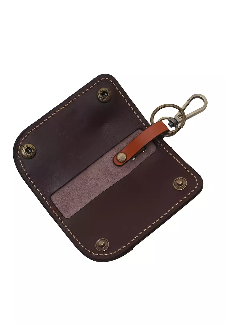 Elgreno Dompet STNK Gantungan Kunci Mobil Motor Handmade Material Genuine Leather Kulit KH3 ORIGINAL - Brown
