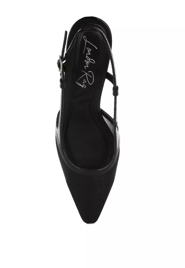 Mesh Slingback Sandals in Black