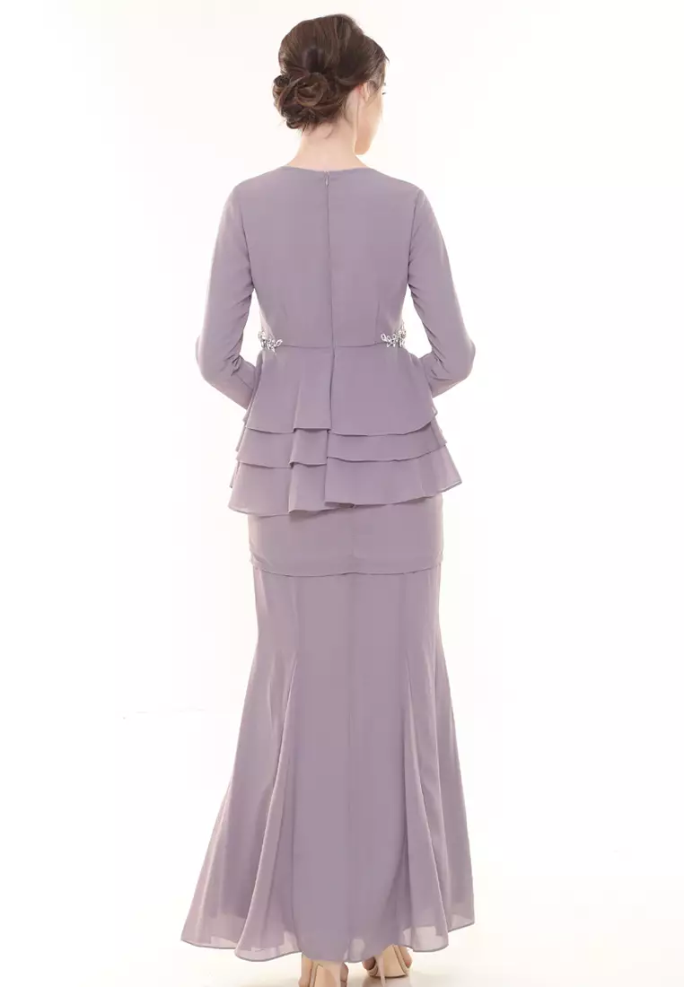 Helenna Peplum Modern in Dusty Purple Grey