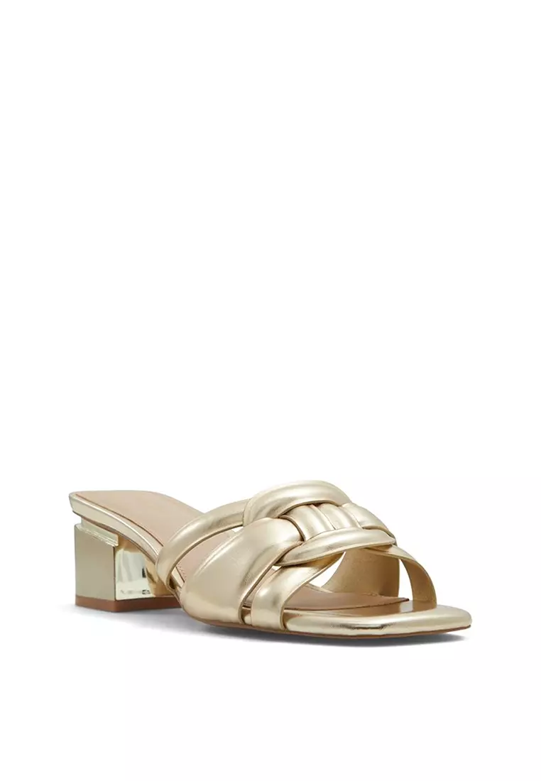 Aldo gold block heels hotsell