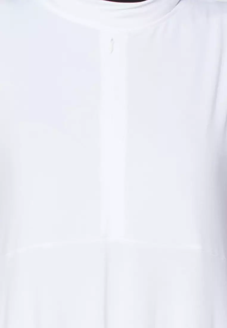 JV Hasanah Adelia Zipper Breastfeeding Dress White | Gamis Kensy Jersey Busui Friendly