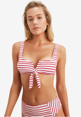 Trendyol red Striped Bikini Top EBB99USA05B7F9GS_1