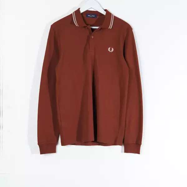 Polo FRED PERRY TWIN TIPPED PINK BROWN LONG POLO 100% ORIGINAL