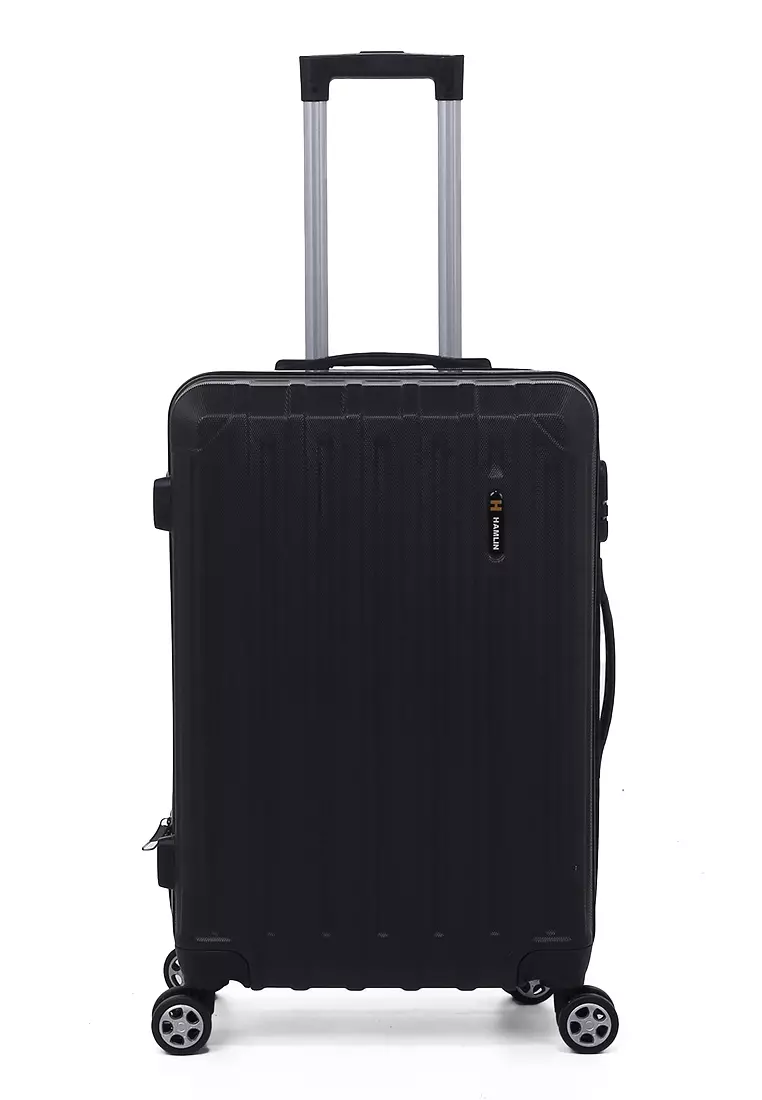 Isvara Tas Koper Hardcase Unisex One Set Suitcase Number Code Combination Lock Large Compartment Material ABS+PVC Coated ORIGINAL - Black