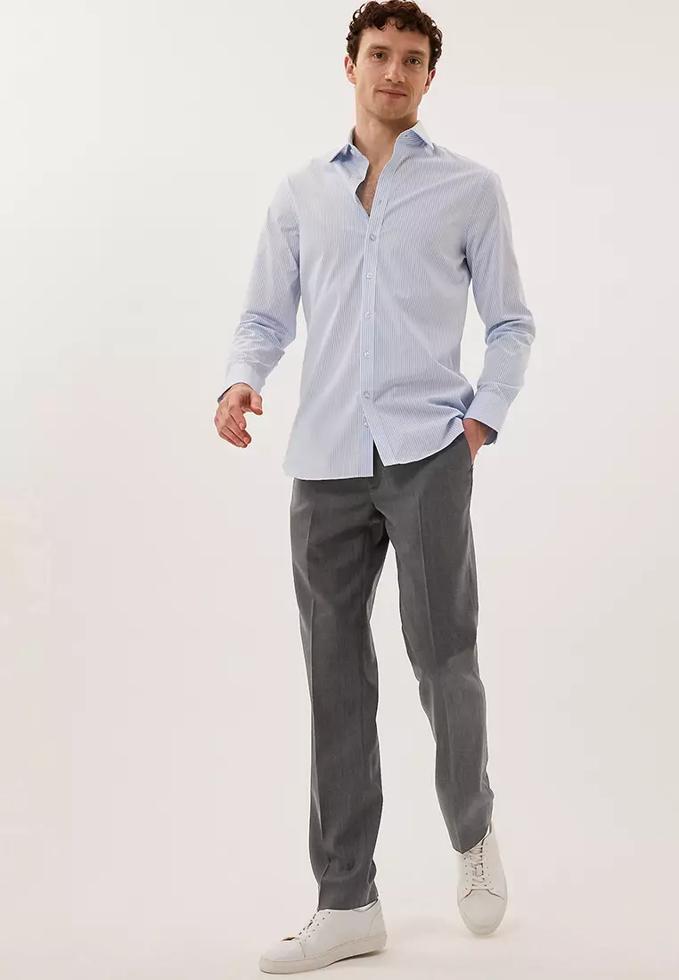 Jual Marks & Spencer Regular Fit Wool Blend Flat Front Trousers ...