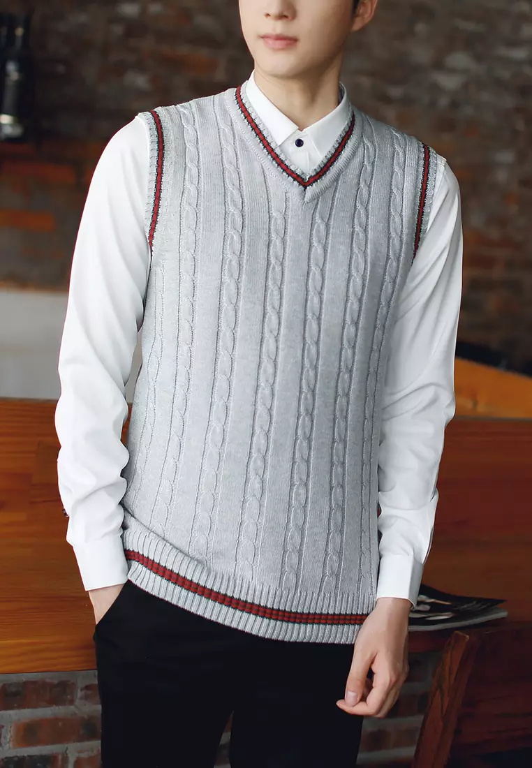 Contrast Stripe Knitted Vest XH920