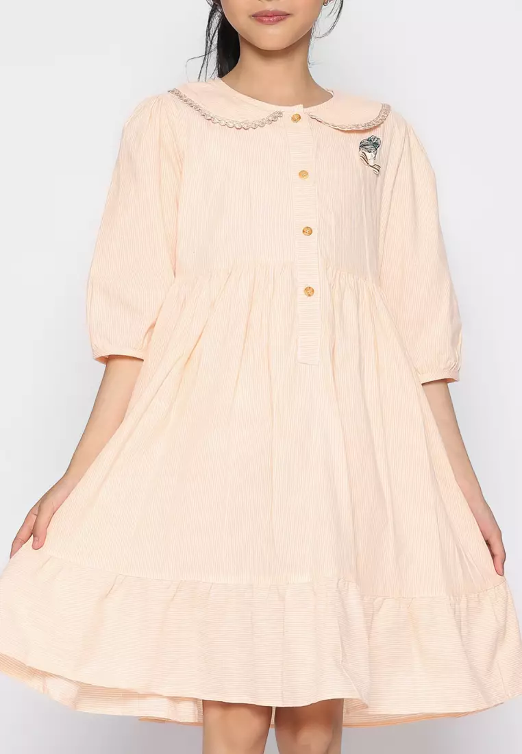 Dress Anak Perempuan Salur Kecil Orange - CUTE