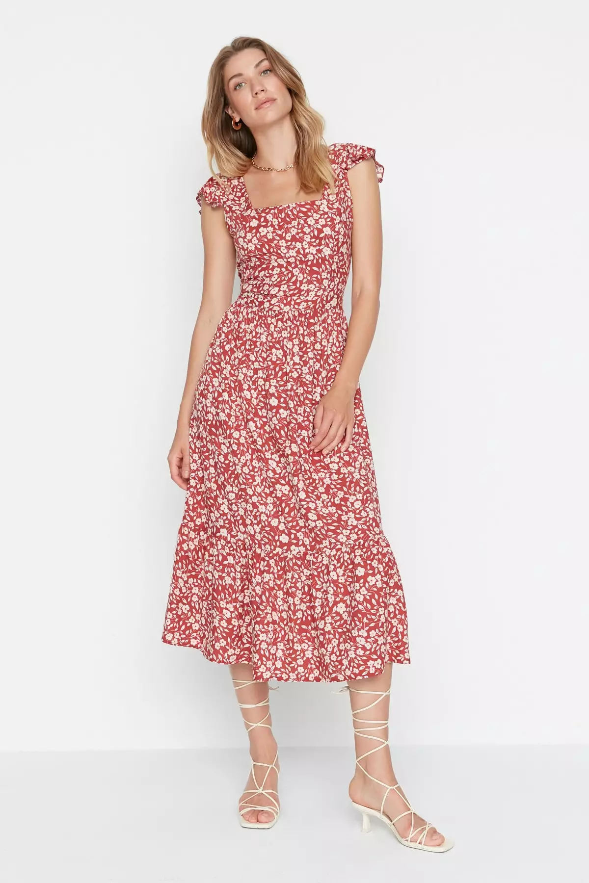 Printed Square Neck Dress