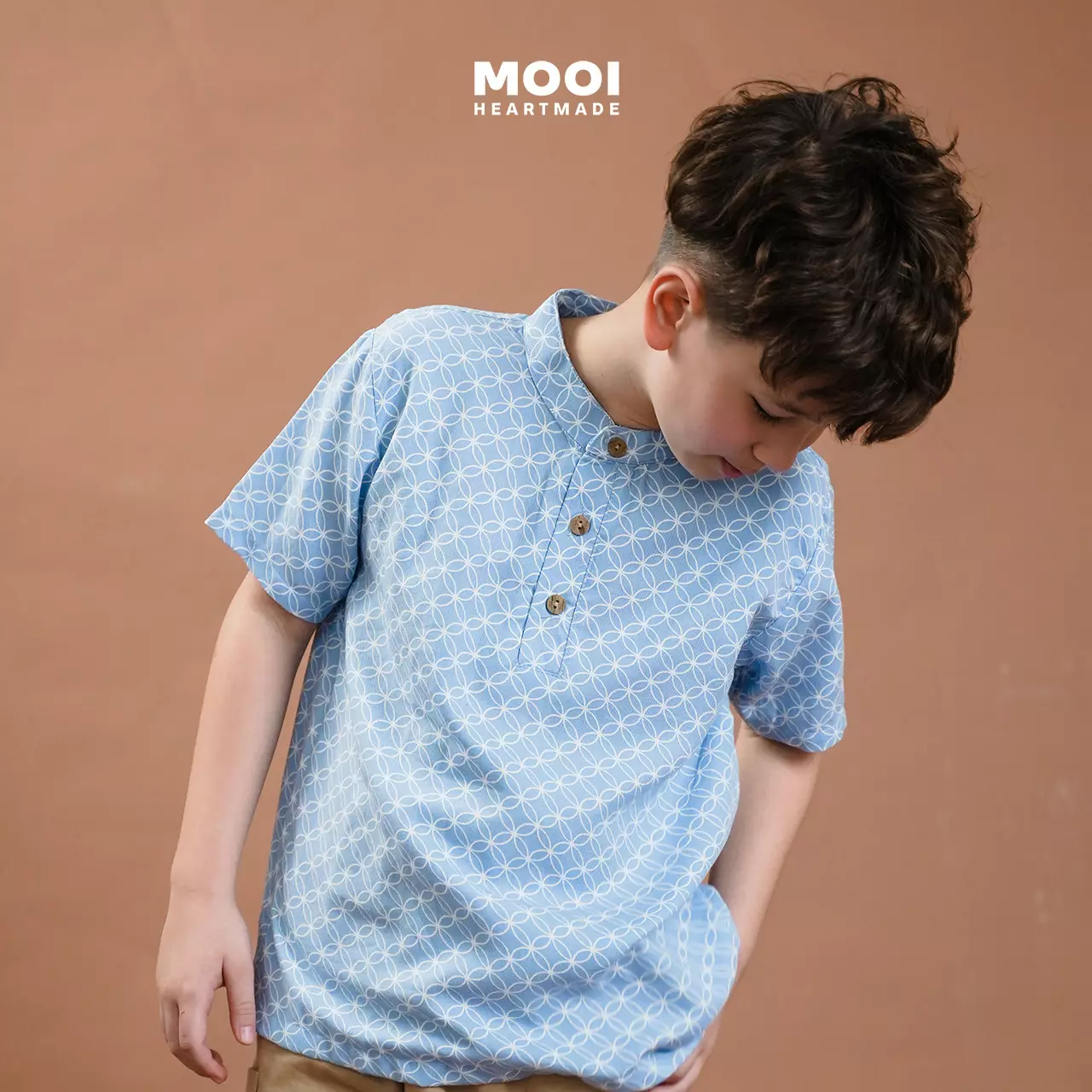 Mooi Atasan Batik Kemeja Anak Laki-Laki Akandra Batik Shirt - Winter Blue