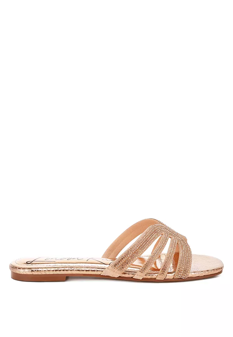 Discount on London Rag  shoes - SKU: Rose Gold Rhinestone Cut Out Flats