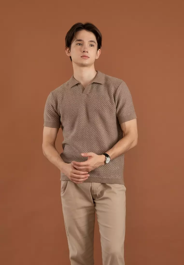 Kale Karl Soft Brown / Kaos rajut lengan pendek premium