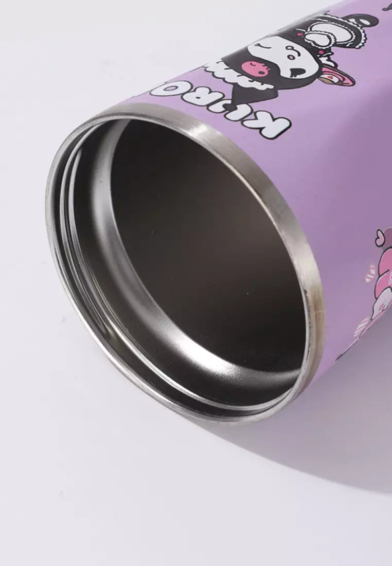 Wakakids Termos Coffee & Tea Stainless Steel Gelas Tumbler Vacuum Insulated Free Sedotan Karakter Sanrio Kuromi 600ml K242 Venrc Putih