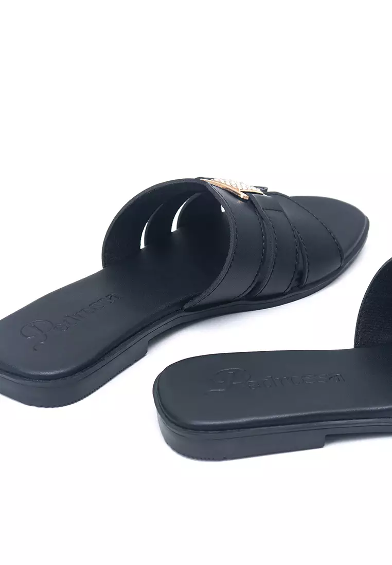 Edelyn Flat Sandals in Black