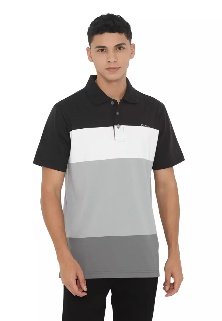 POLICE Polo Shirt Salur Bordir Cotton Premium Tebal Pria 553038