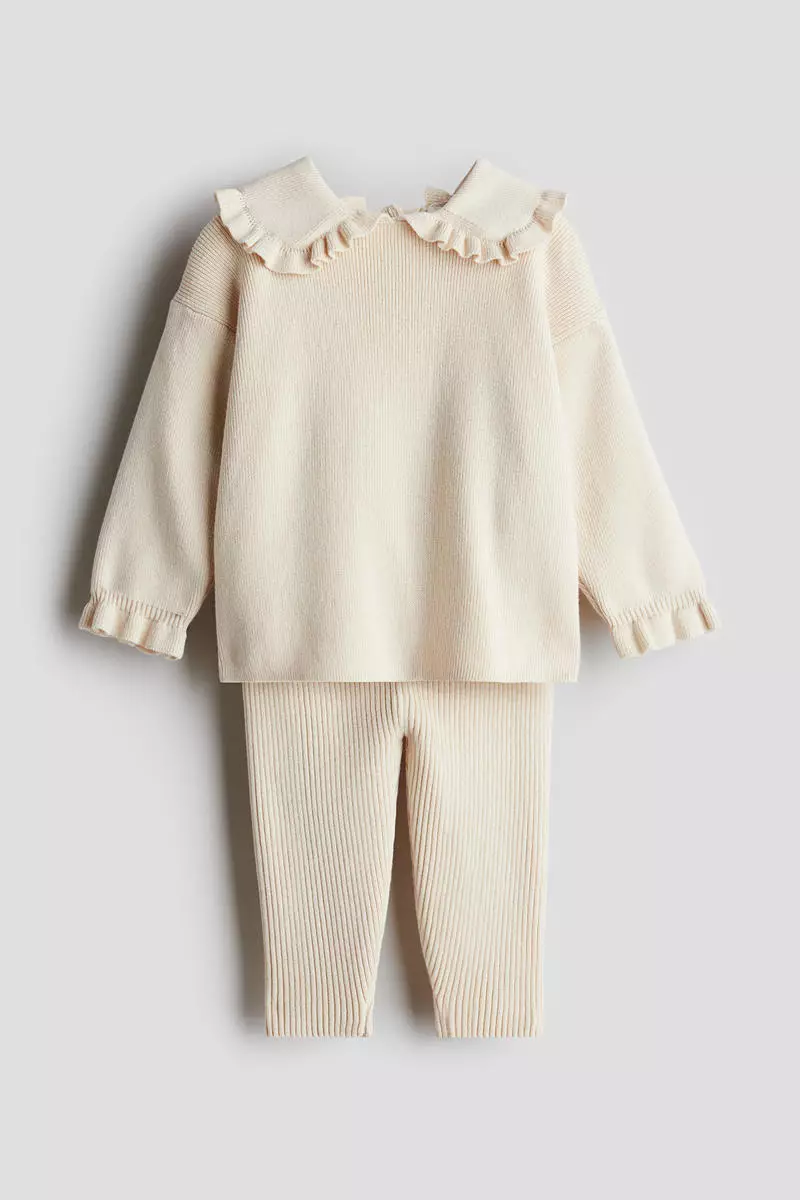 2-piece rib-knit cotton set