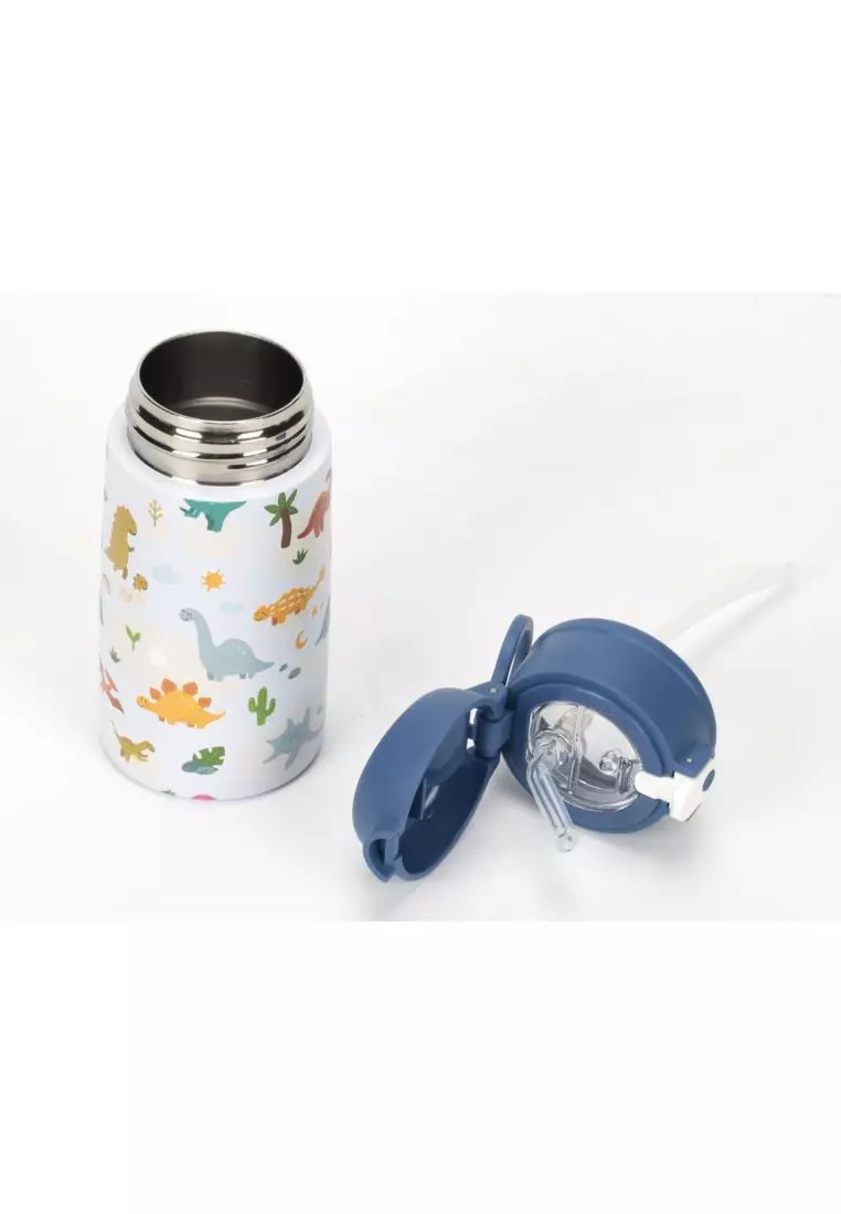 Oasis Kids Water Bottle with Sipper Silicone Straw 400ML - Dino World