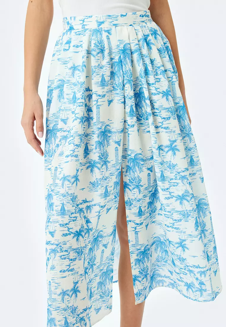 High Waist Flared Midi Skirt