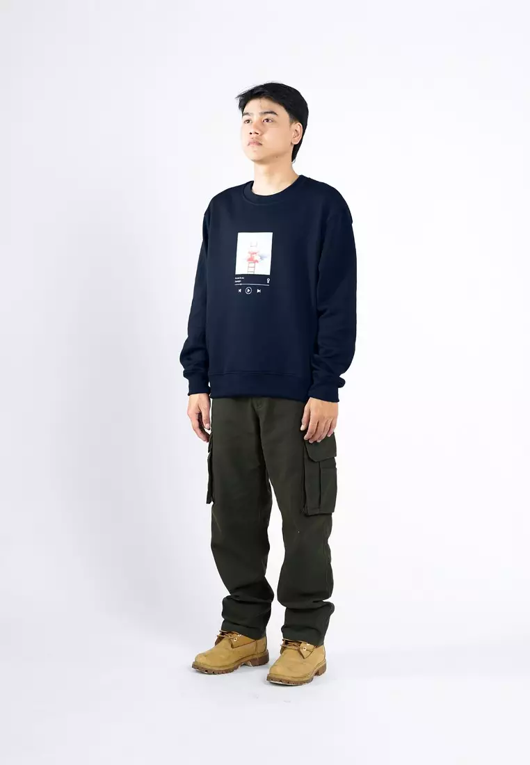 Greenlight Men's Jacket Crewneck Sweatshirt Regular Fit Fleece Sky Playlist OL-C080425