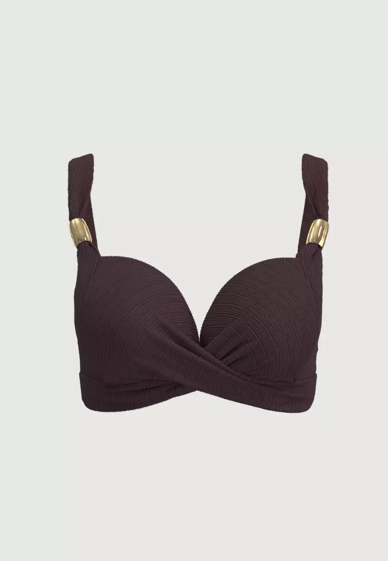 Maja Cherry Laquer Plus Cup Ring Strap Cross Front Top