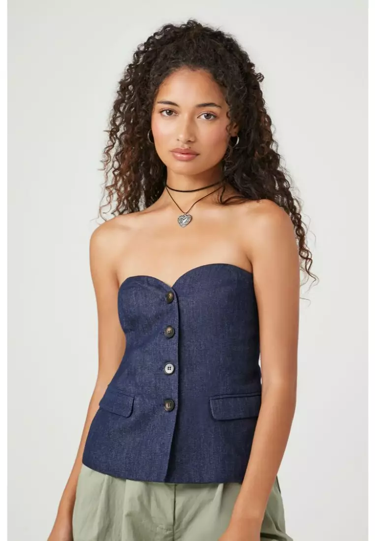 Blue tube top forever 21 hot sale