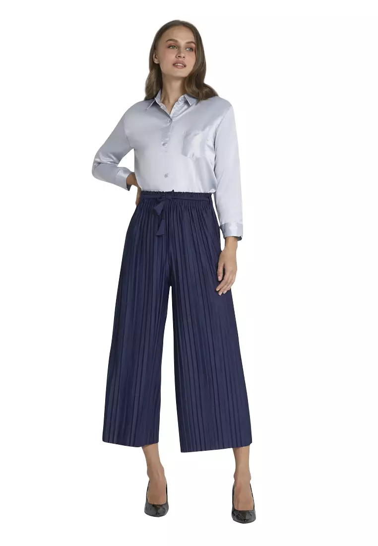 Danette Celana Kulot Import Tali Pita Bawahan Wanita Premium Quality - Navy