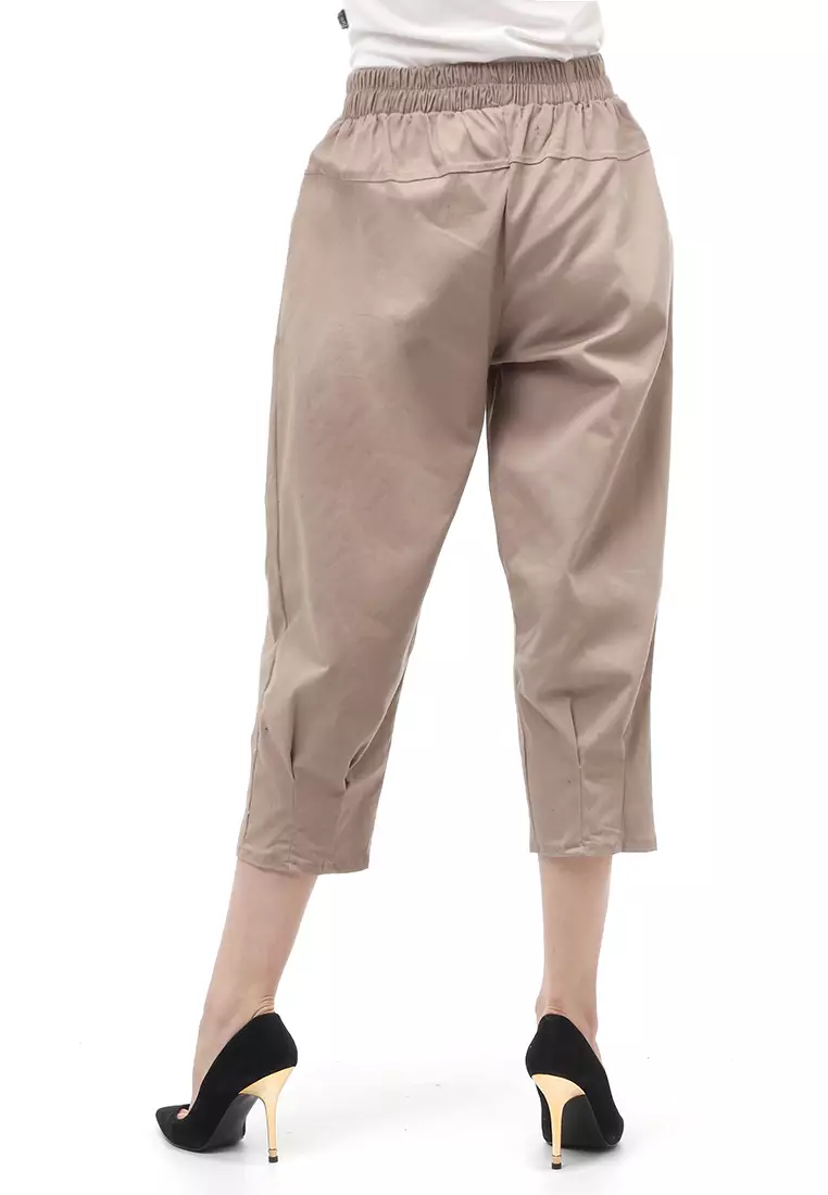 Radcliff Celana Panjang Ruberry Waist Bawahan Wanita Model Jogger Casual - Brown