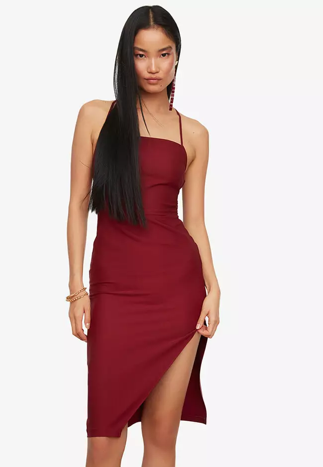 Burgundy dress best sale