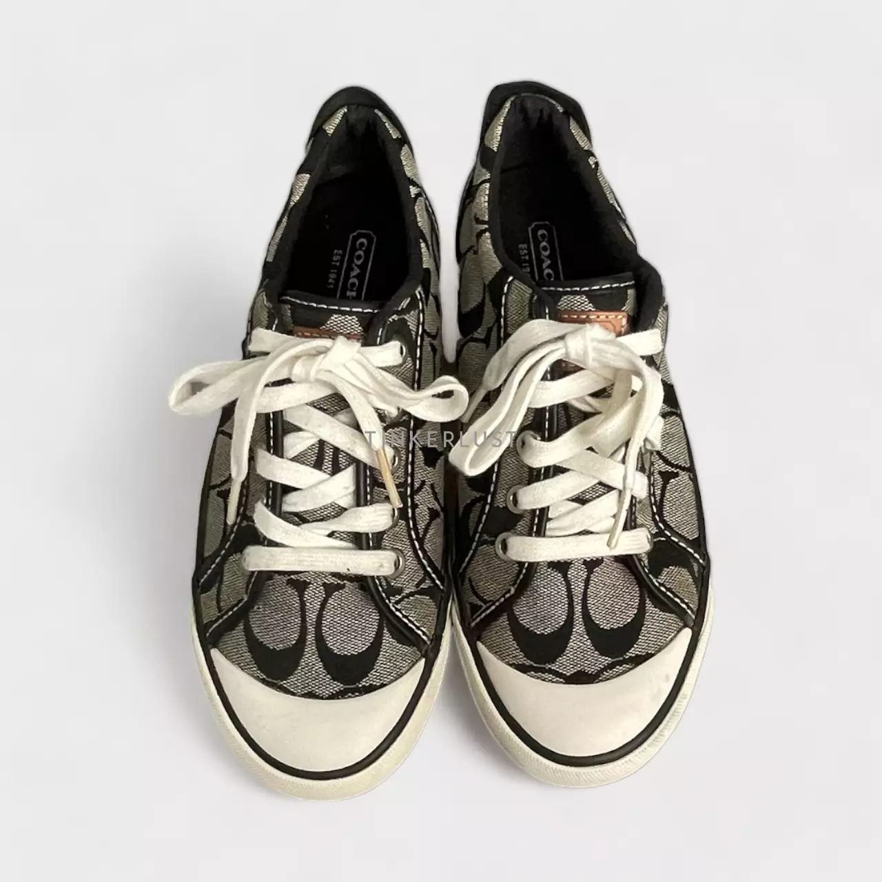 Jual Coach [PRELOVED] Coach Signature Black White Sneakers