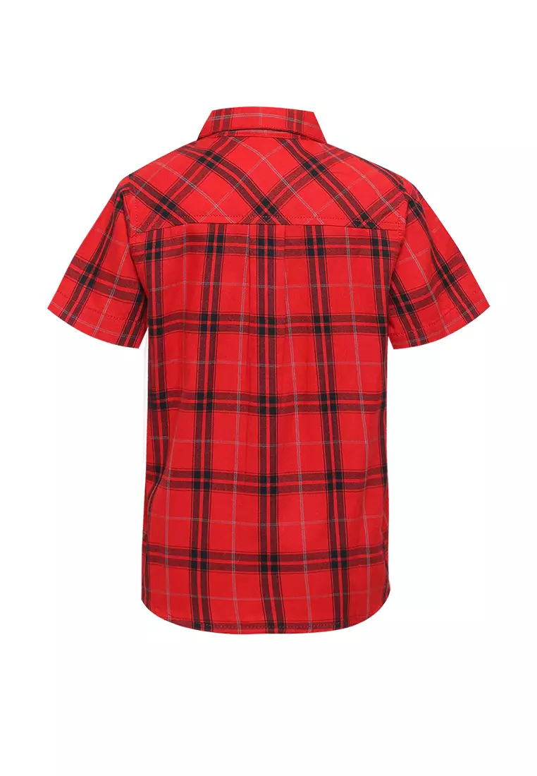 Qna Boy Bayanaka Kemeja Pendek Anak Merah Motif Kotak