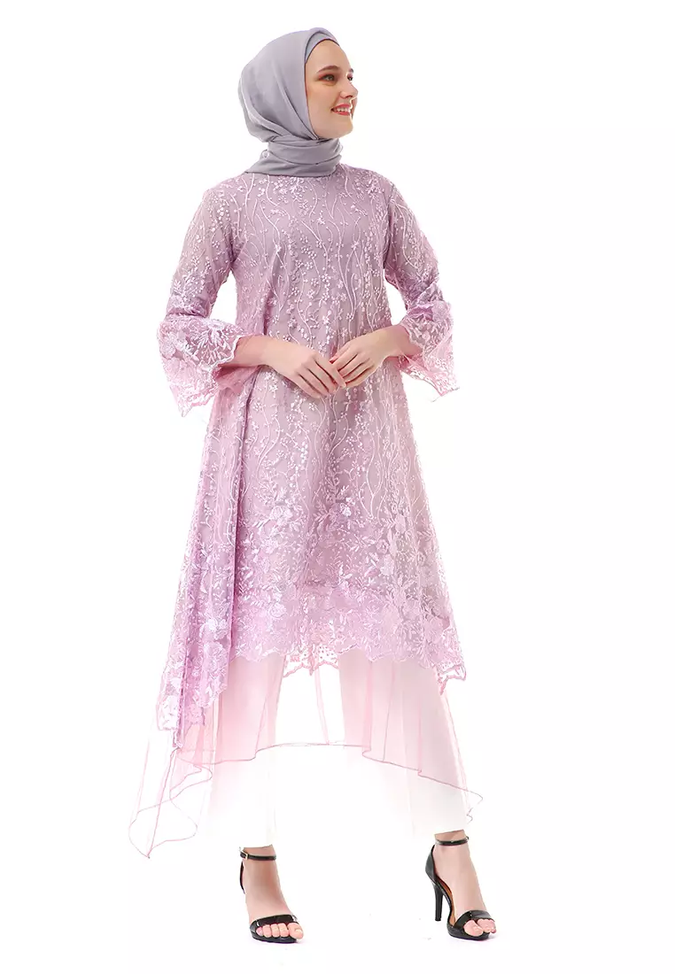 Aliyah Long Dress Motif Bunga High Quality Premium - Taro Soft