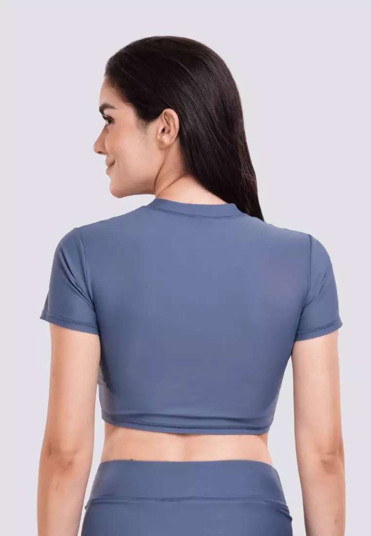 Celestia Muse Cropped Short Sleeved Rashguard with Removable Bra Pads Swimwear for Women