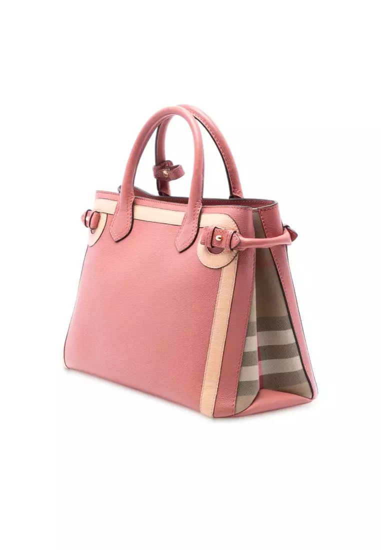 Pre-Loved Burberry Medium Bicolor Leather And House Check Banner Satchel