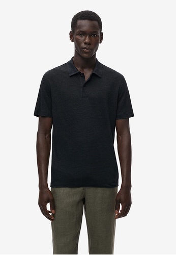 MANGO Man 黑色 100% Linen Polo Shirt 6A912AAC220606GS_1