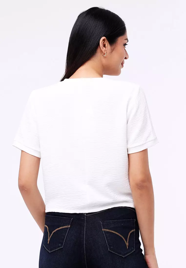 Short Sleeves V-Neck Blouse