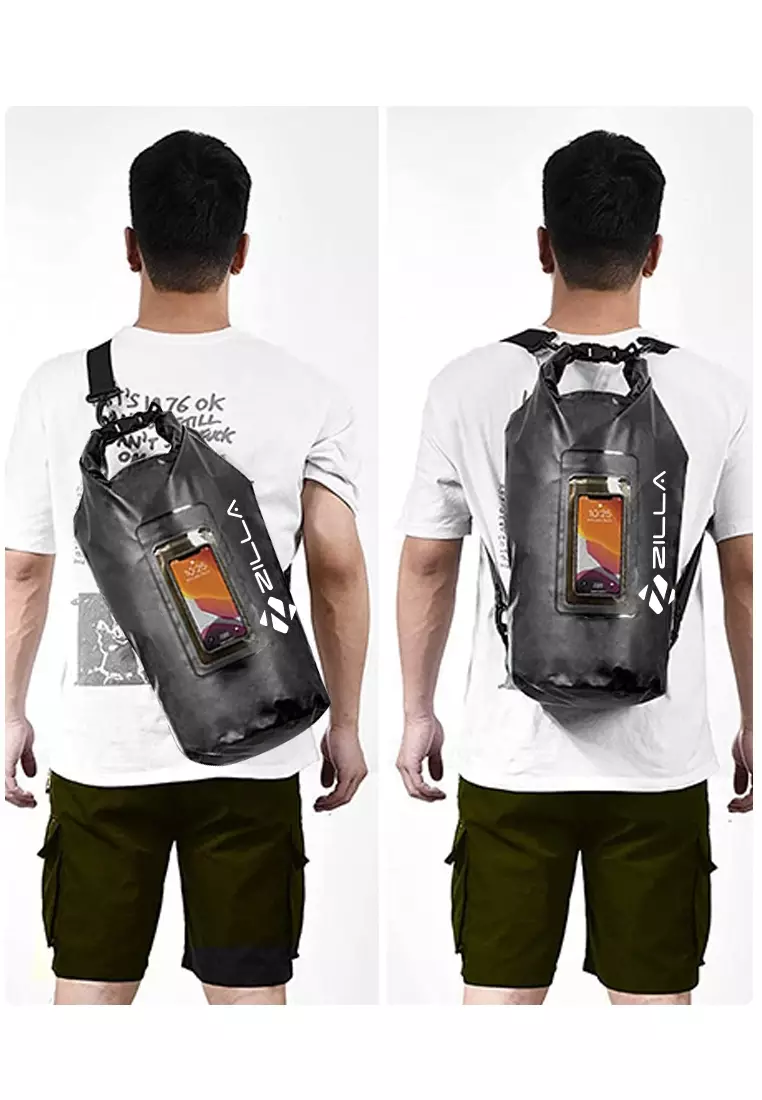 Zilla 10L Dry Bag With Touch Sensitive Phone Tablet Pocket Black