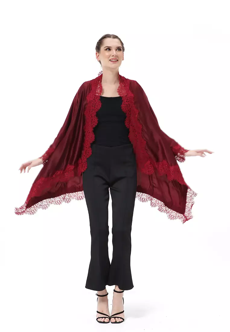 Reine Atasan Wanita Outer Kebaya Traditional Design Material Silk ORIGINAL - Maroon