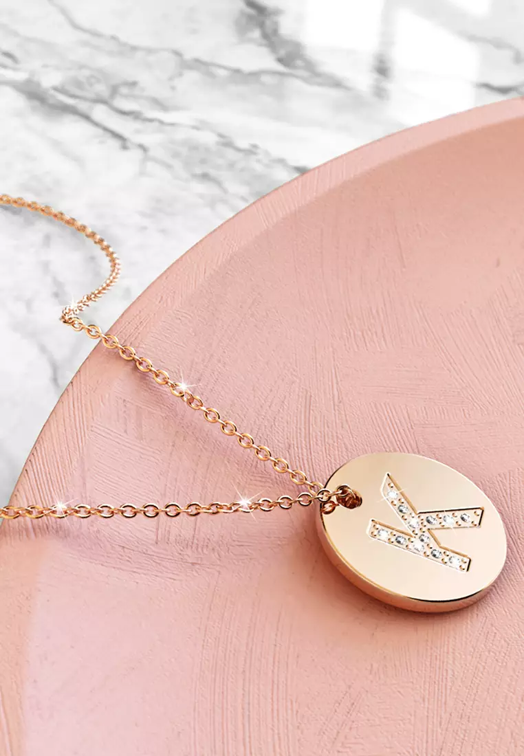 Initials Fabulous Alphabet Letter Necklace Rose Gold Layered Steel Jewellery - K