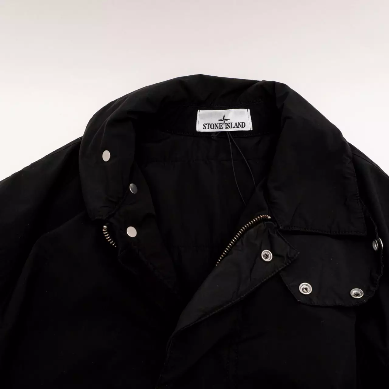 Stretch Polyester Jacket With Throat Latch Black