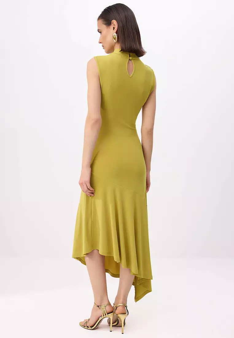 Oil Green Red Skirt Hem Ruffle Detailed Knitted Stylish Evening Dress Night Graduation Dress Tprss25El5