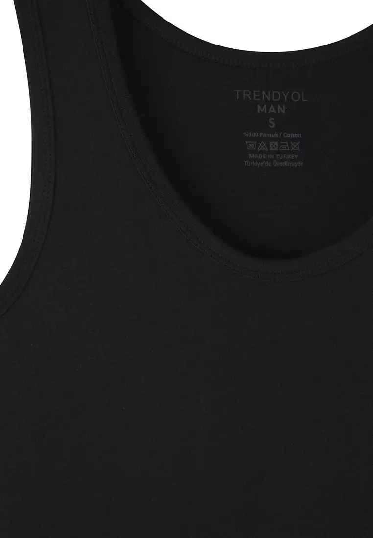 Black U Neck Combed Cotton 3-Pack 100% Cotton Underwear Undershirt