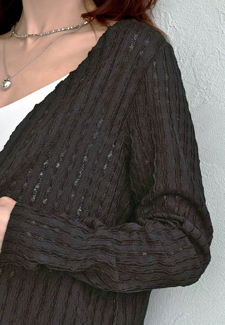 多色微透膚立體肌理外罩上衣《EA3965》