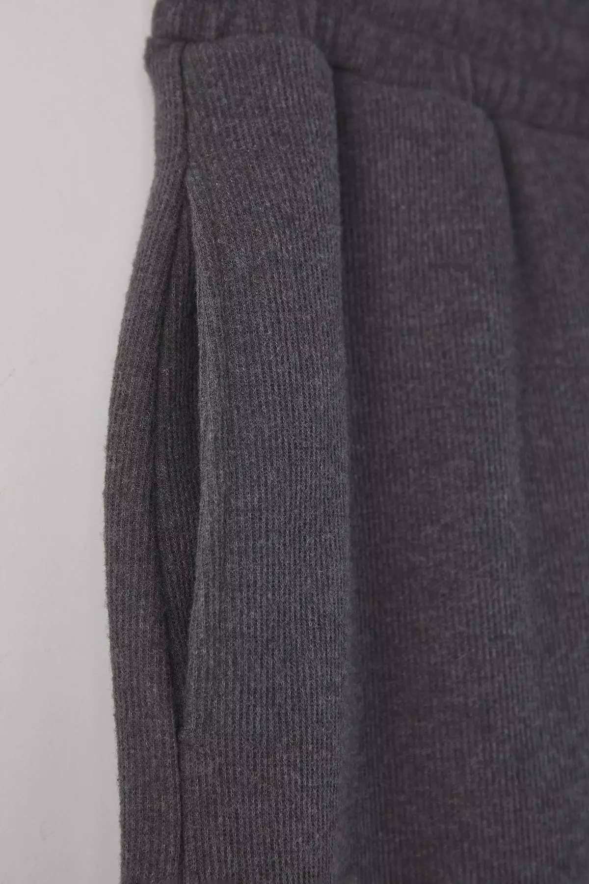 Anthracite Regular Cut Elasticated Leg Soft Touch Textured Knitted Pajama Bottoms