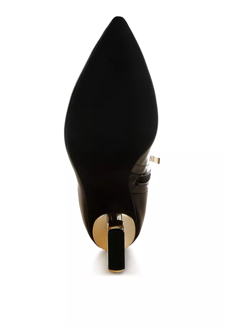 Fantasy Heel Patent Faux Leather Boots in Black