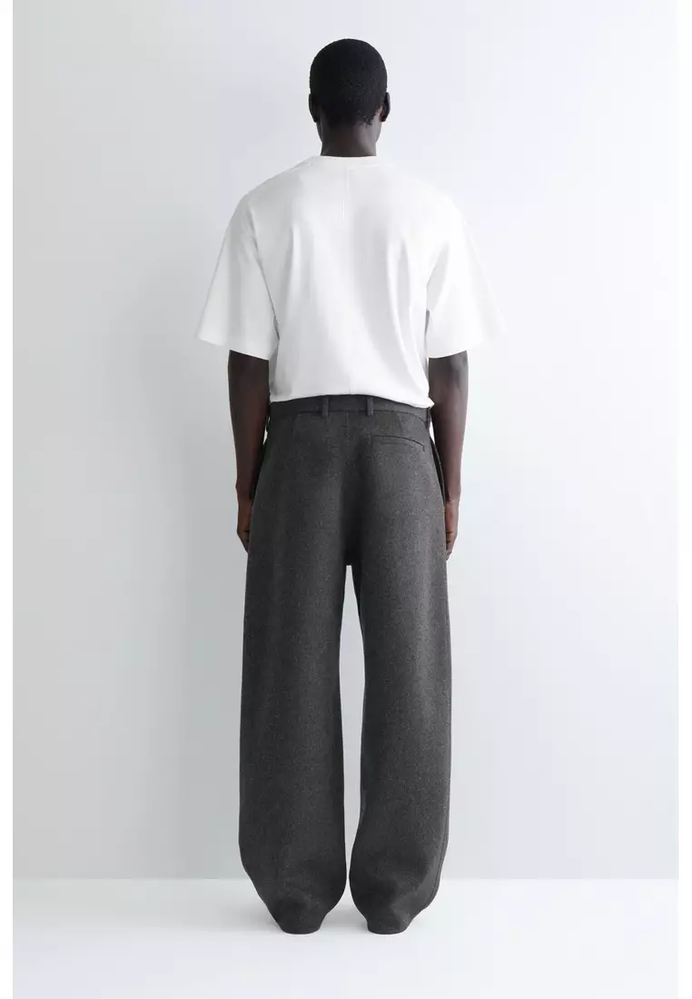 SPLIT WOOL WIDE-LEG TROUSERS