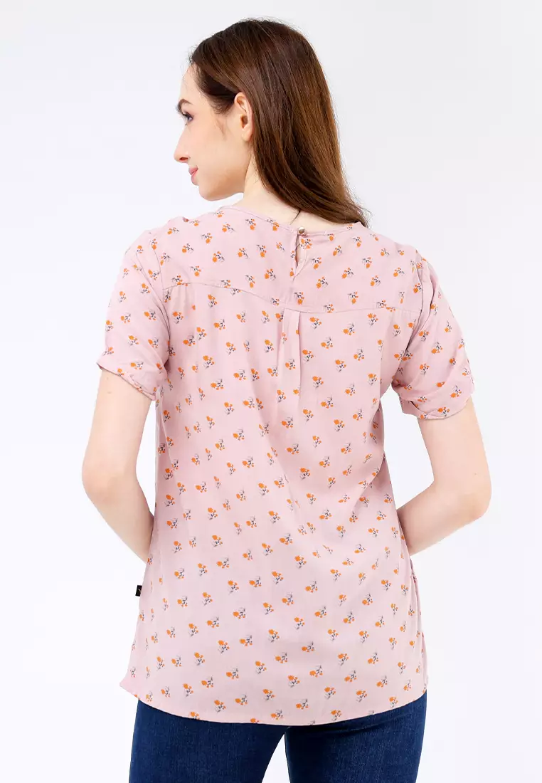 Woven Printed Rayon Short Sleeve Blouse