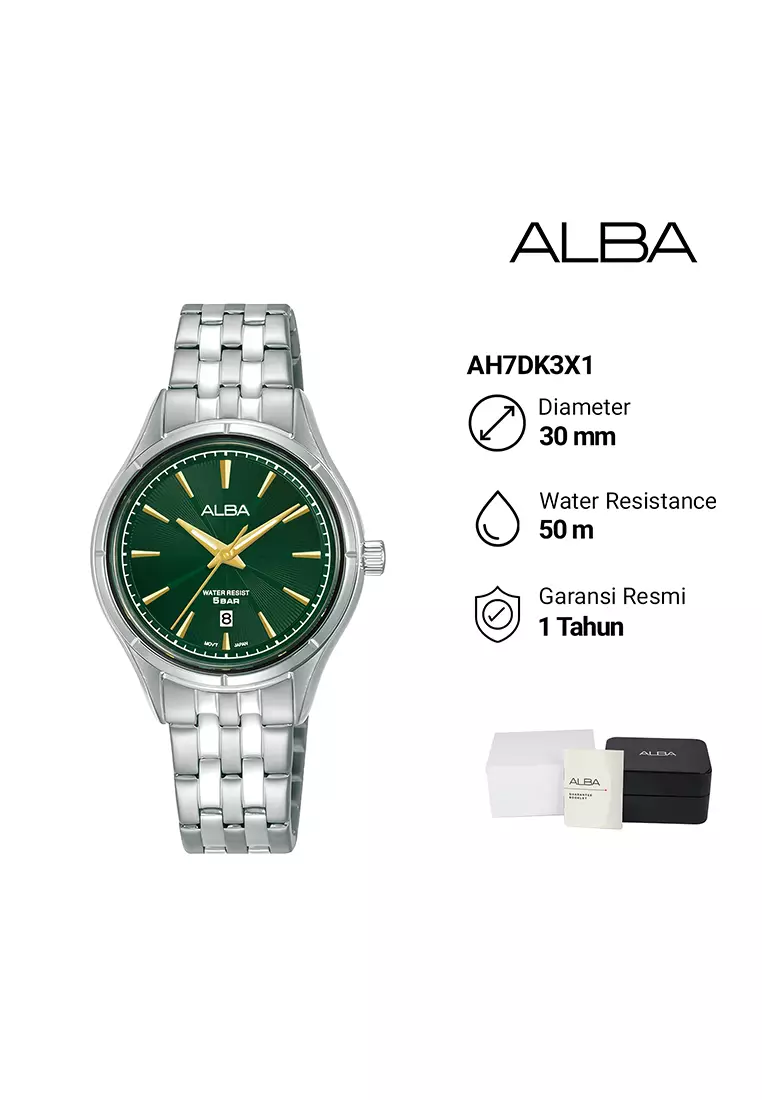 Alba Prestige Jam Tangan Analog Couple Silver Green Dial Stainless Steel - AS9U29X1-AH7DK3X1