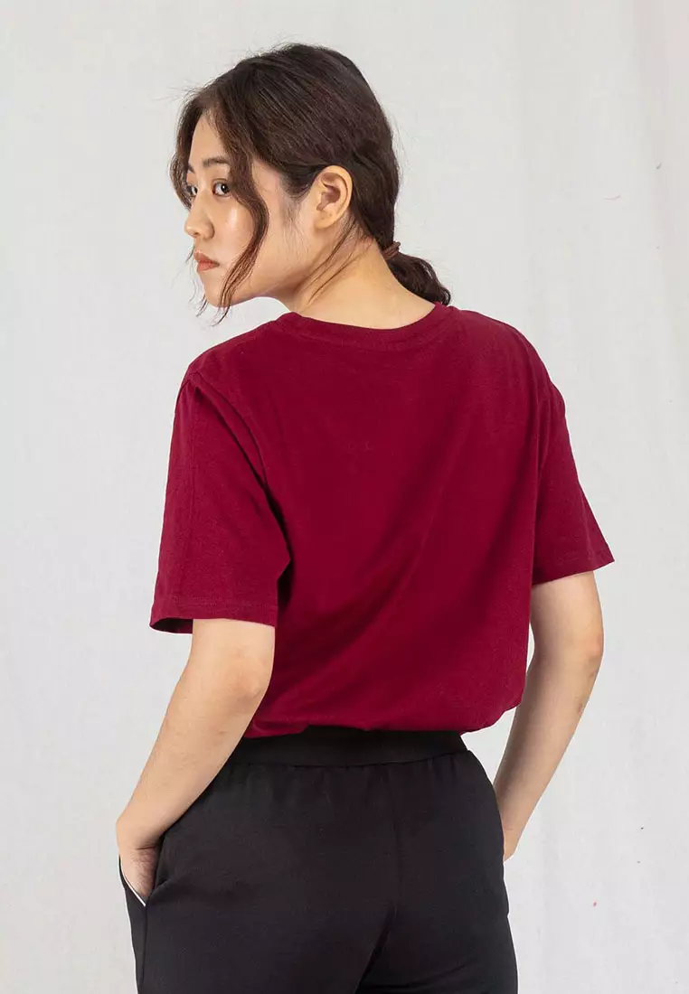 Forest Ladies 100% Cotton Plain Round Neck Tee - 821857-56Maroon
